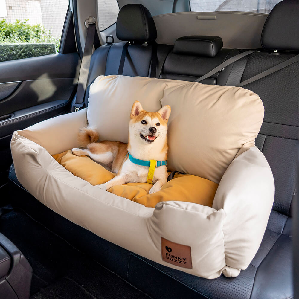 Dog Car Seat Cover for Back Seat – Padded Travel Hammock for Medium & Large Dogs with Safety Tethers & Storage Pockets | Thomler