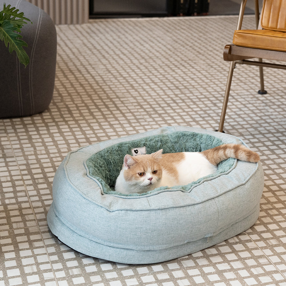 Round Bolster Pet Bed with Orthopedic Foam Support for Dogs | Raised Edge Calming Bed with Machine Washable Cover & Waterproof Liner | Thomler