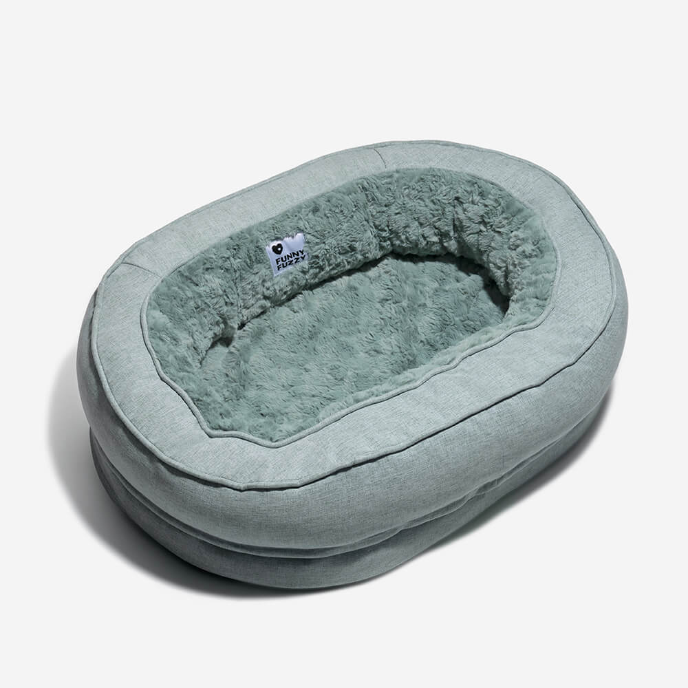 Round Bolster Pet Bed with Orthopedic Foam Support for Dogs | Raised Edge Calming Bed with Machine Washable Cover & Waterproof Liner | Thomler