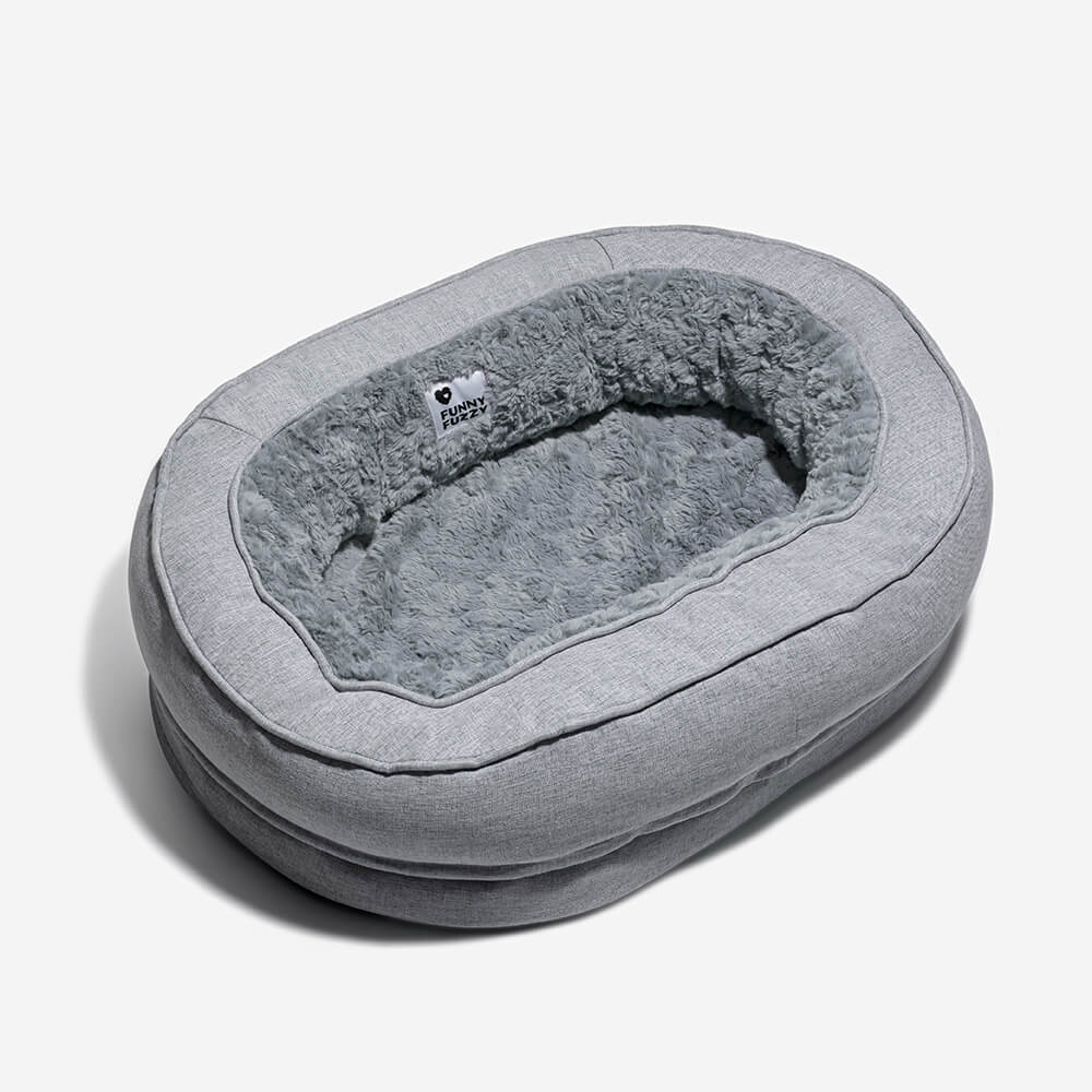 Round Bolster Pet Bed with Orthopedic Foam Support for Dogs | Raised Edge Calming Bed with Machine Washable Cover & Waterproof Liner | Thomler