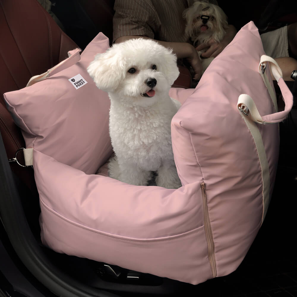 Padded Dog Car Seat Booster with Safety Harness & Side Bolsters – Waterproof Washable Pet Travel Carrier for Cars, SUVs & Travel | Thomler