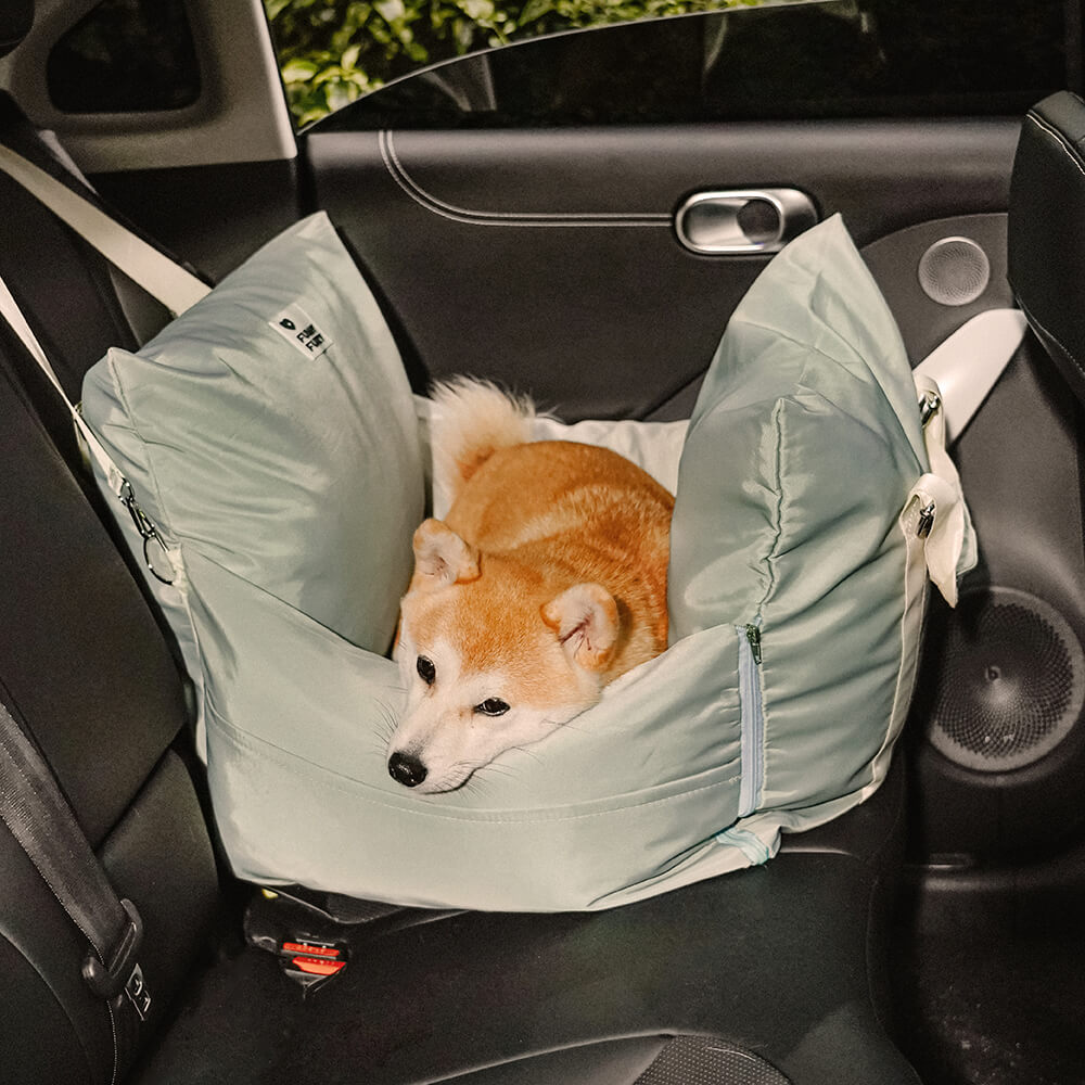 Padded Dog Car Seat Booster with Safety Harness & Side Bolsters – Waterproof Washable Pet Travel Carrier for Cars, SUVs & Travel | Thomler
