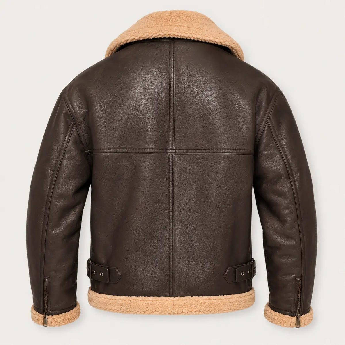 Men's Faux Shearling Aviator Jacket – Insulated Leather Look Bomber Coat with High Collar | Thomler