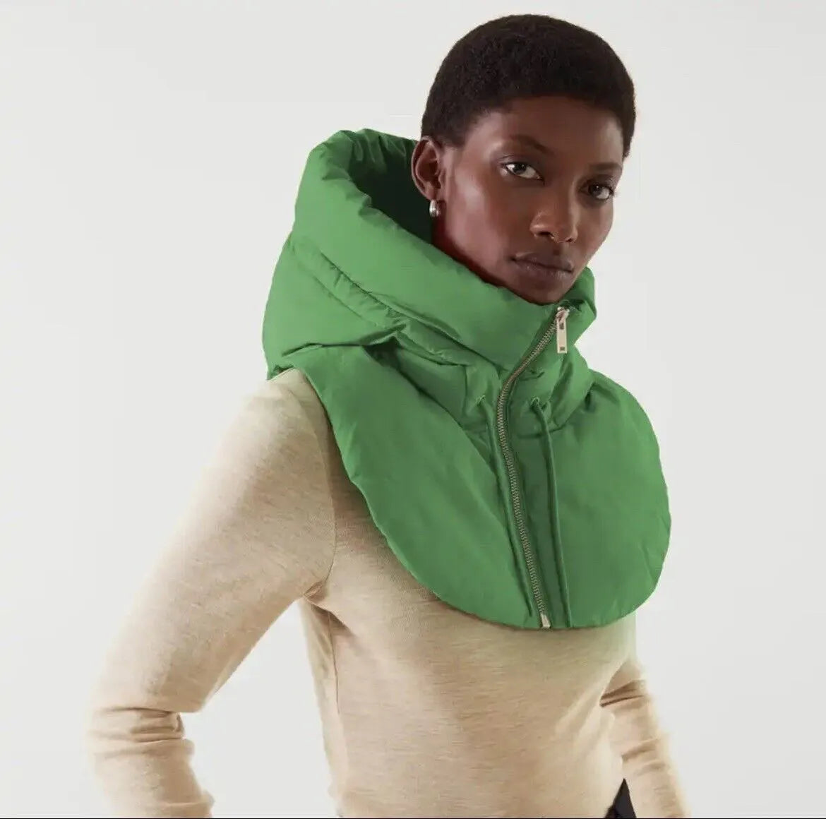 Hooded Infinity Scarf with Zip – Lightweight Down Neck Warmer for Women | Thomler
