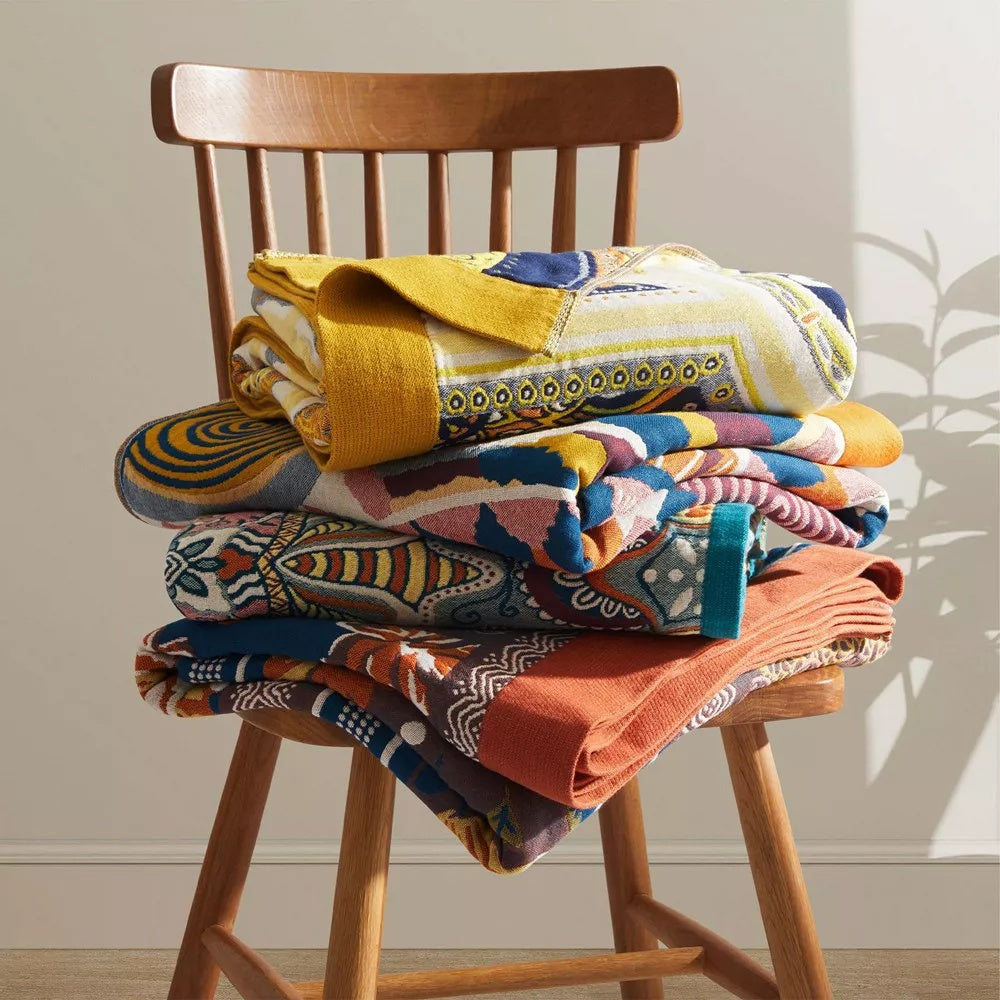 100% Cotton Throw Blanket Sunburst Pattern All-Season Lightweight Bed Sofa Couch Cover for Bedroom Living Room Travel | Thomler