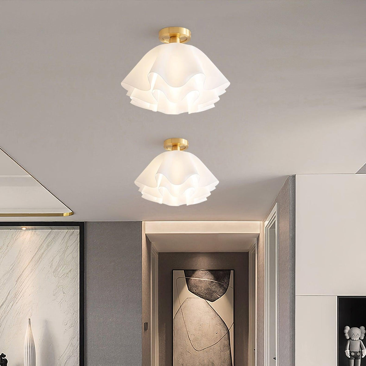 Sculptural Pleated Flush Mount Ceiling Fixture – Contemporary Floral Design for Dining & Living Rooms | Thomler