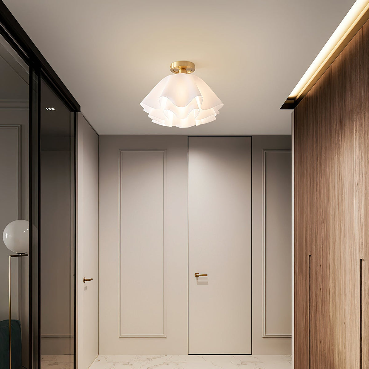 Sculptural Pleated Flush Mount Ceiling Fixture – Contemporary Floral Design for Dining & Living Rooms | Thomler