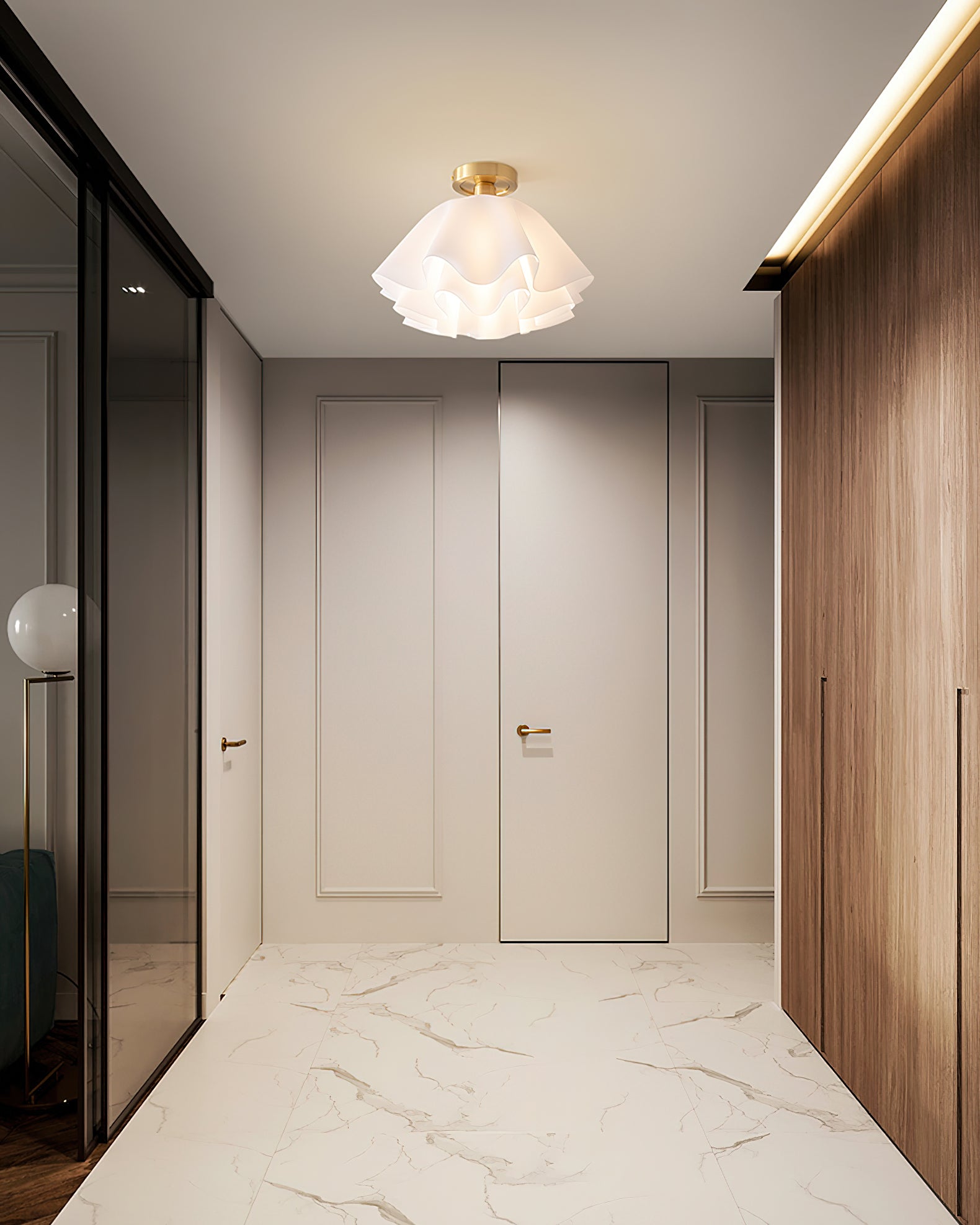 Ceiling Light Acrylic Folded Shade 30.0 cm White Bedroom Living Room Flush Mount Ceiling Lamp E27 Modern Decorative Lighting | Thomler