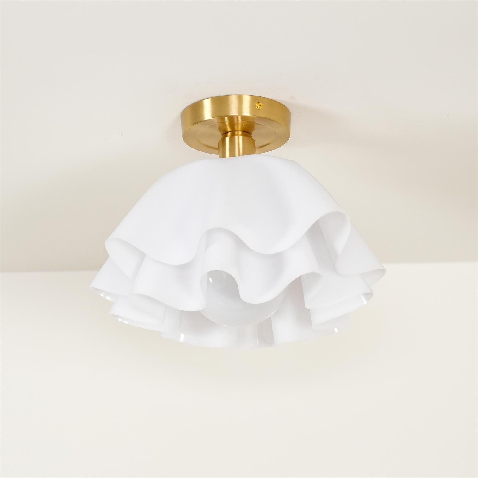 Ceiling Light Brass Pleated Acrylic 11.8 in Modern Bedroom Living Room Fixture Adjustable Ambient Lighting | Thomler