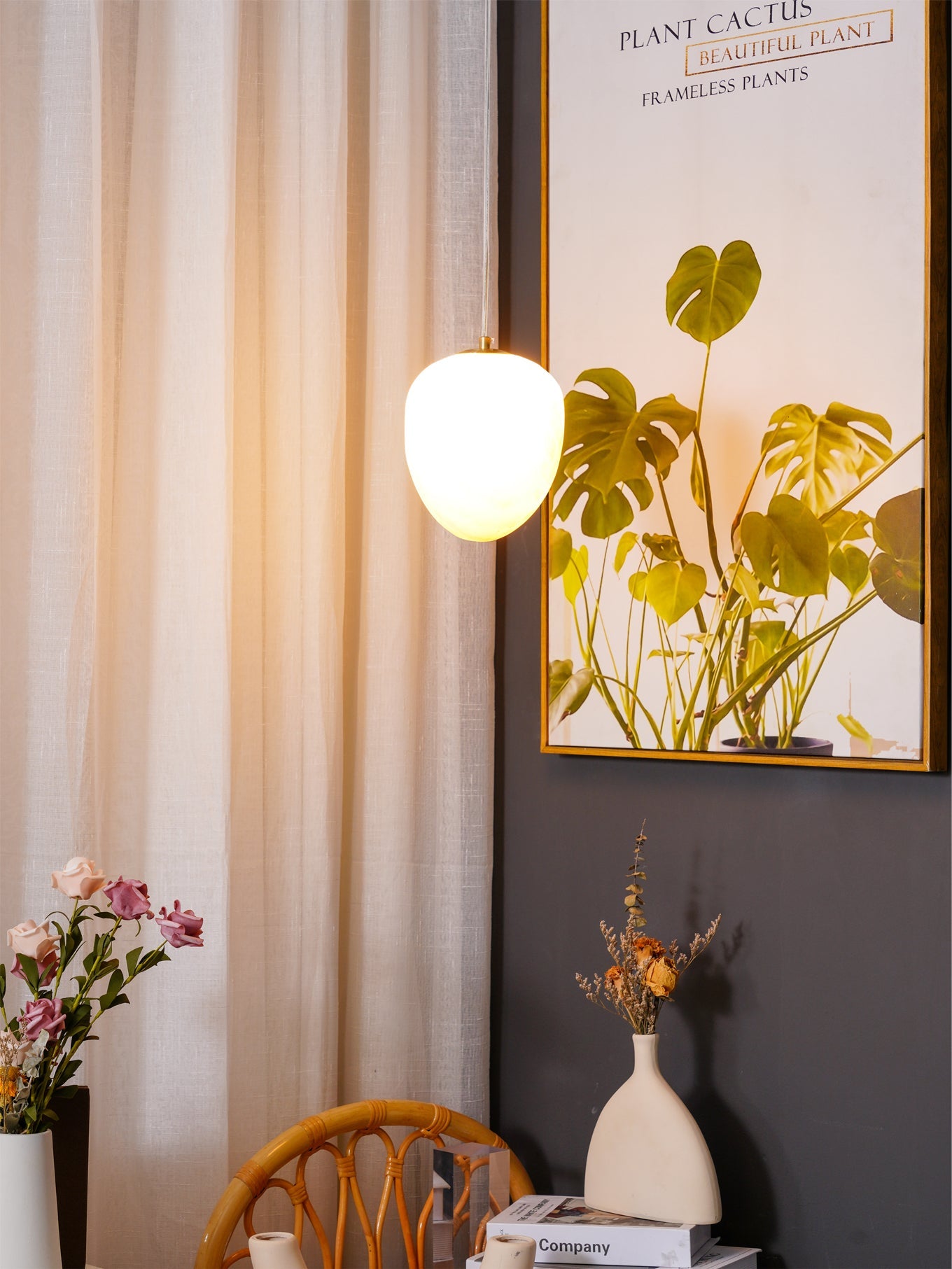 Pendant Light Brass Alabaster 9.1 in Ceiling Mount Indoor Dining Room Kitchen Island Hanging Lamp | Thomler