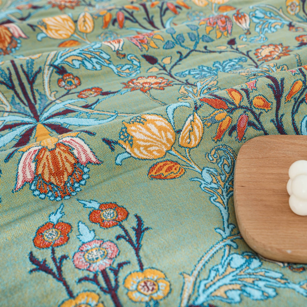 Reversible Cotton Throw Blanket with Tassels - Jacquard Floral Bedspread for Couch, Sofa & Bed - 100% Breathable Woven Fabric - 79x91 in | Thomler
