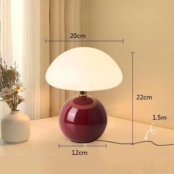 Ceramic Mushroom Table Lamp with 3-Color LED Light for Bedroom, Living Room & Nursery Decor | Thomler