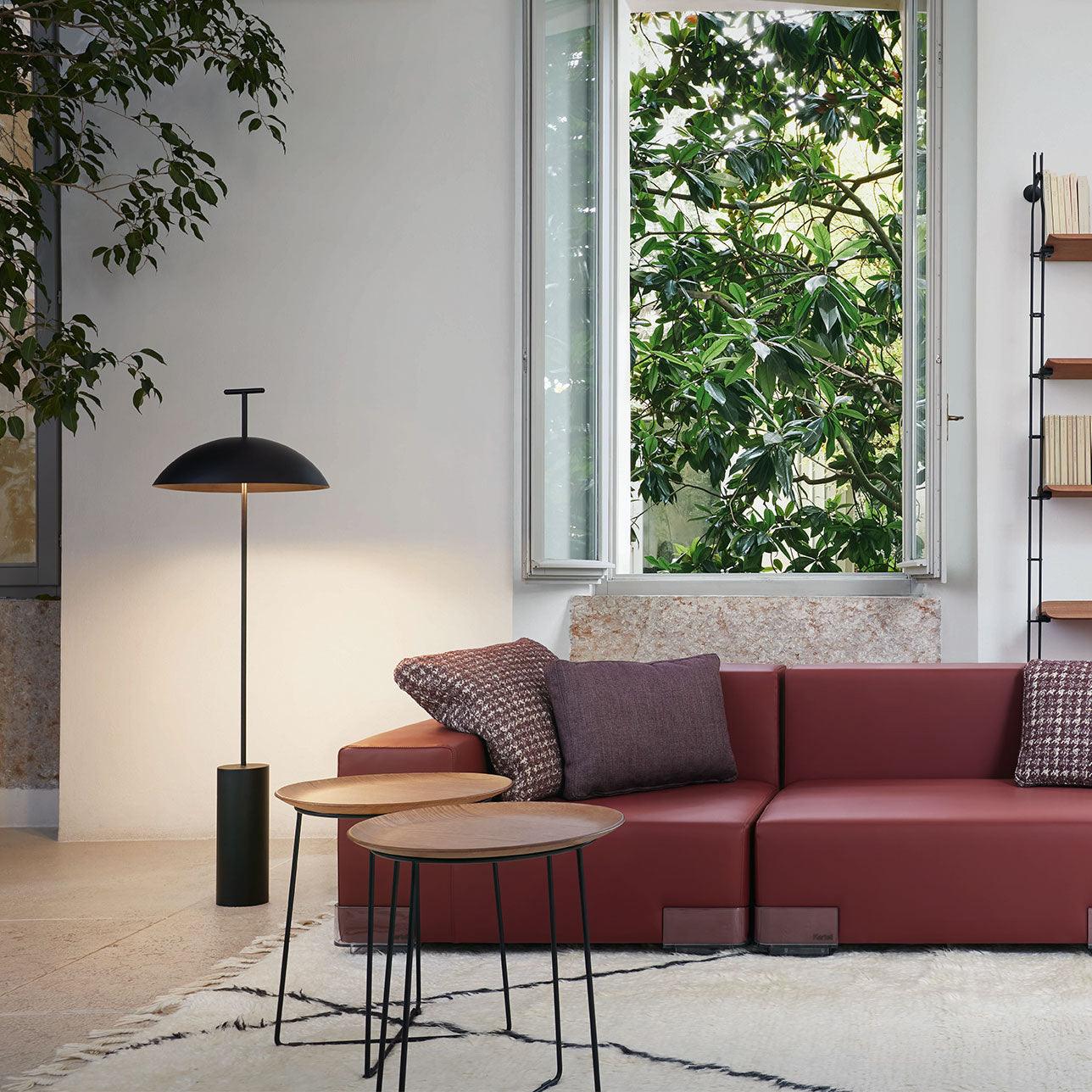 Floor Lamp Wood 59.8 in Dark Red Black White Steel Living Room Reading Light Adjustable | Thomler
