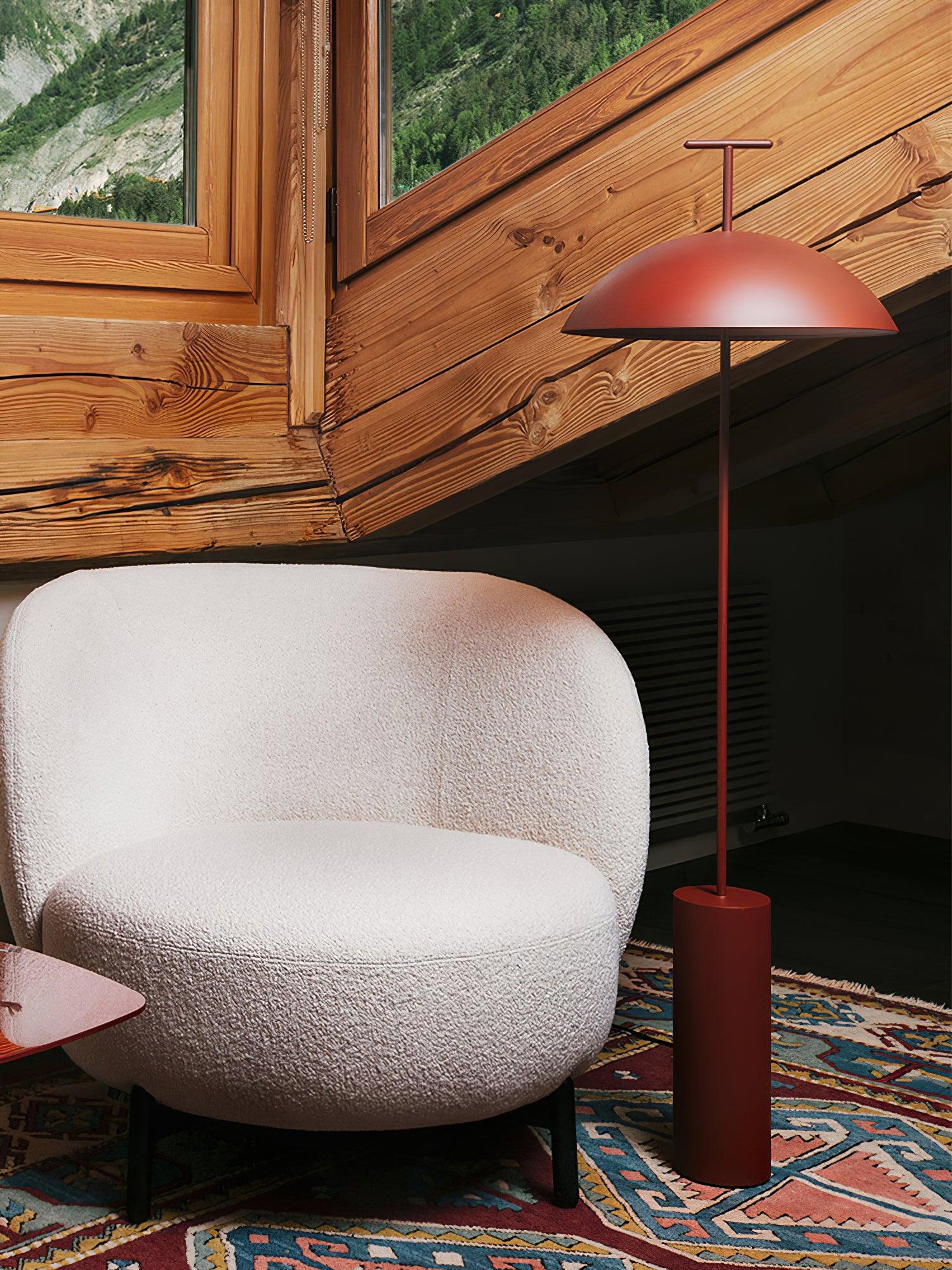 Floor Lamp Wood 59.8 in Dark Red Black White Steel Living Room Reading Light Adjustable | Thomler