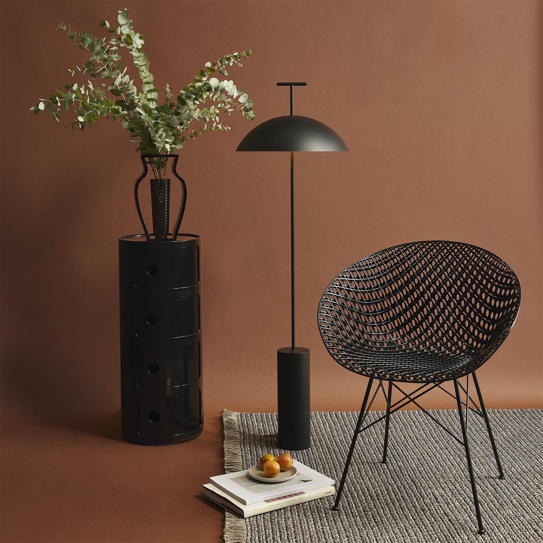 Floor Lamp Wood 59.8 in Dark Red Black White Steel Living Room Reading Light Adjustable | Thomler