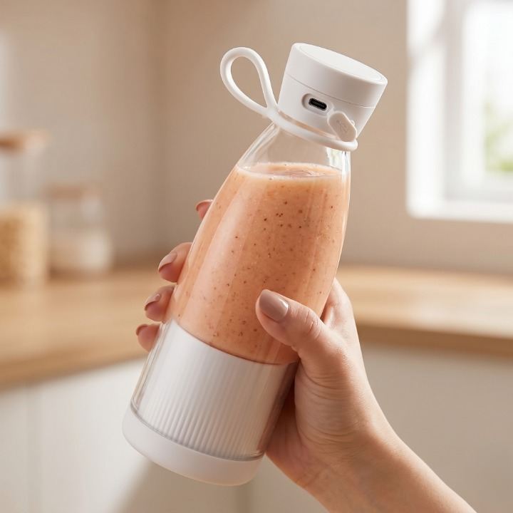 Portable Rechargeable Blender Bottle 13.5 fl oz USB Personal Smoothie Maker 6-Blade Stainless Steel BPA-Free for Travel Gym Office Shakes | Thomler