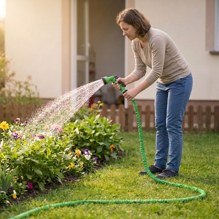 3-fach dehnbarer Gartenschlauch 7,5–60 m mit 7-Funktions-Sprühpistole