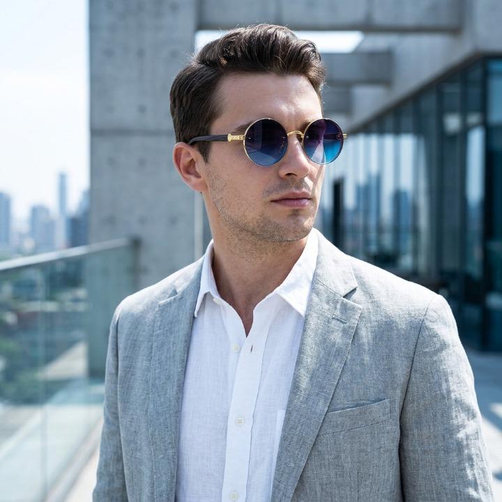 Round Vintage Sunglasses UV400 Protection Lightweight Metal Frame Gradient Lenses Retro Circle Shades for Women Men Festival Beach | Thomler