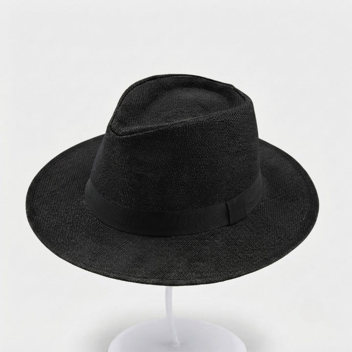 Woven Straw Fedora Hat with UPF Sun Protection Adjustable Fit Wide Brim Panama Style Summer Beach Travel Vacation Outdoor Resort Poolside | Thomler