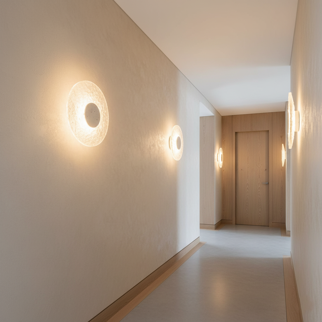Wall Lamp Travertine Acrylic 30.0 cm (11.8") LED Bedroom Hallway Minimalist Japandi Wall Light Indoor Accent Lighting | Thomler