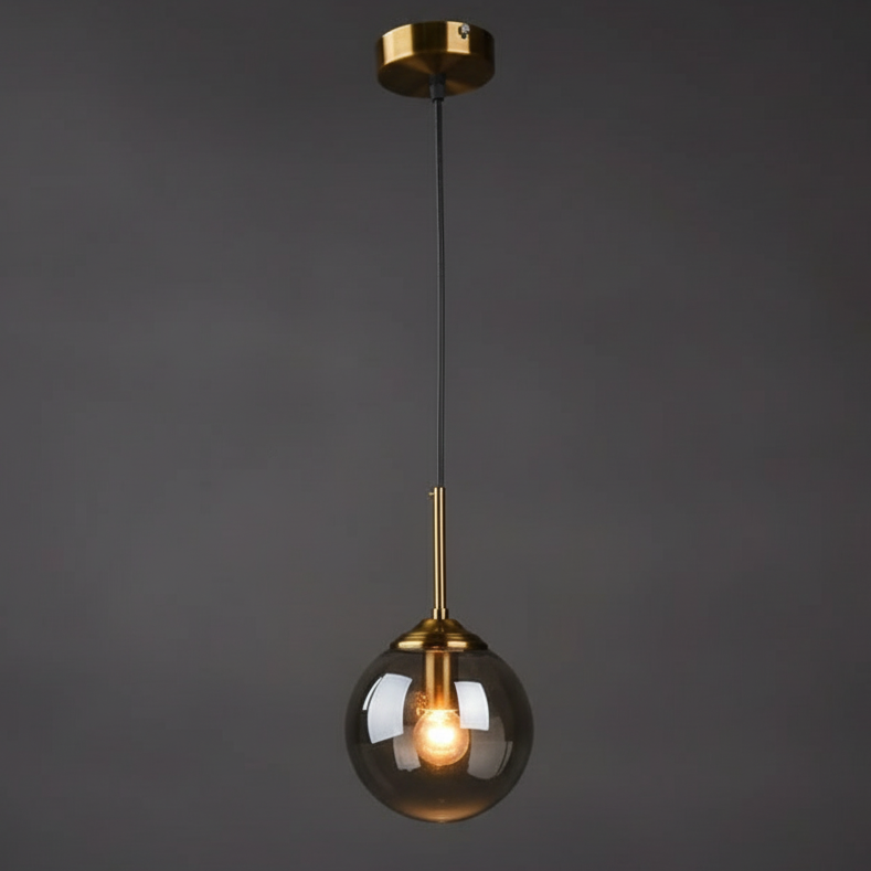 Contemporary Glass & Steel Hanging Light Fixture – Single Bulb Cord Pendant for Bedrooms & Living Spaces | Thomler