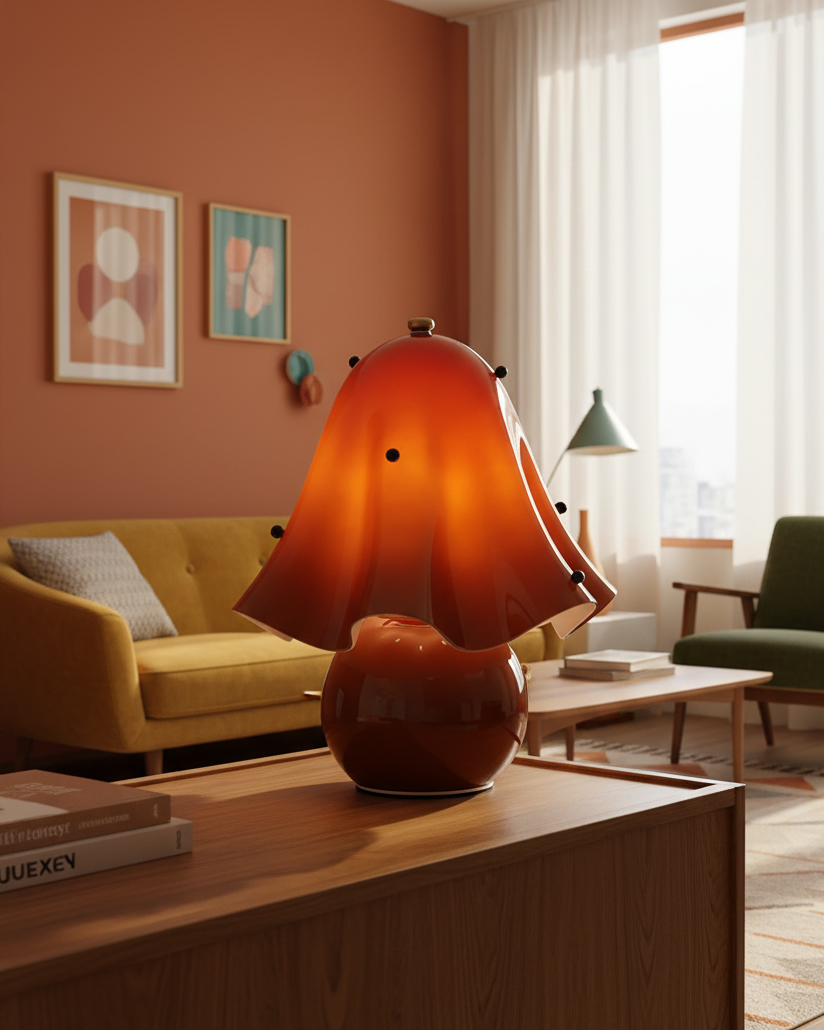 Table Lamp Hand-Blown Glass 12.6 in Indoor Living Room Decorative Accent Light | Thomler