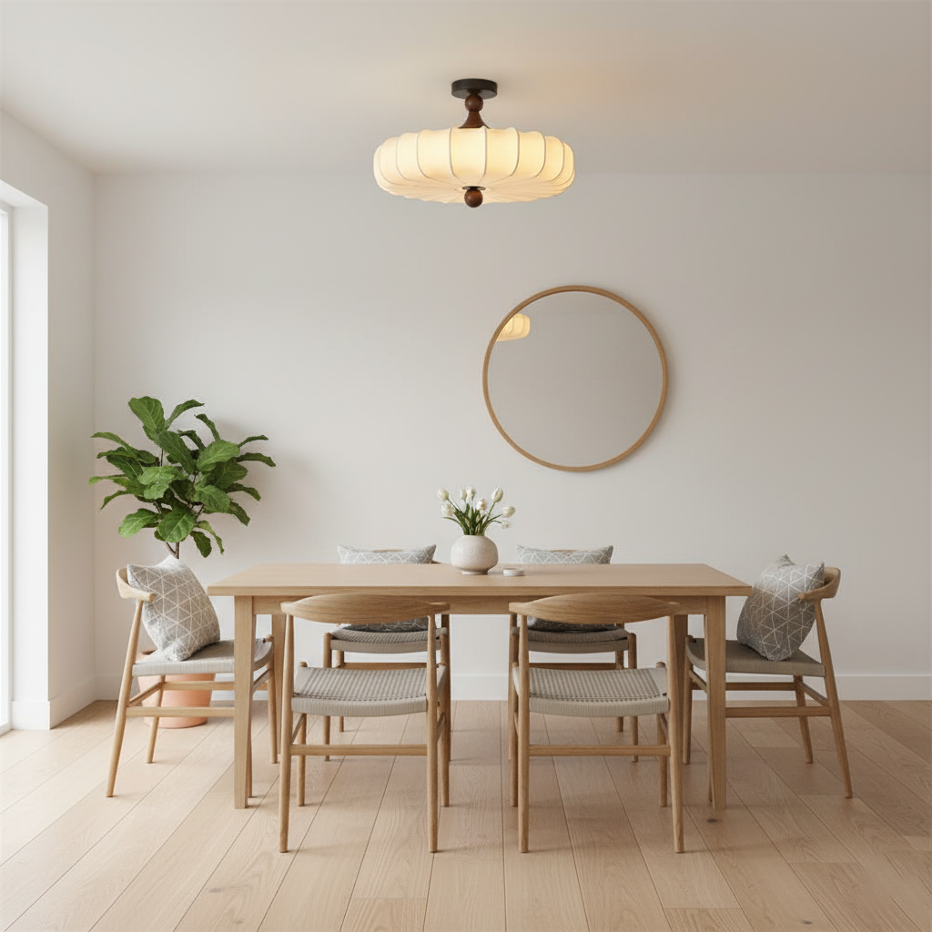 Ceiling Lamp Wood 17.7 in x 11.8 in Black Walnut Indoor Dining Living Room LED Fixture Modern Ambient Lighting | Thomler