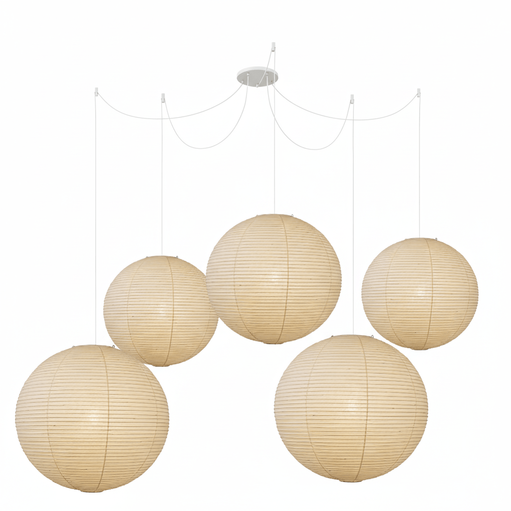 Pendant Lamp Mulberry Paper 15.7 in Adjustable Indoor Ceiling Lighting Modern Dining Room Kitchen Island Hanging Light | Thomler