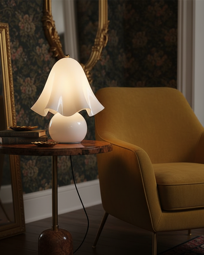 Table Lamp Hand-Blown Glass 12.6 in Indoor Living Room Decorative Accent Light | Thomler