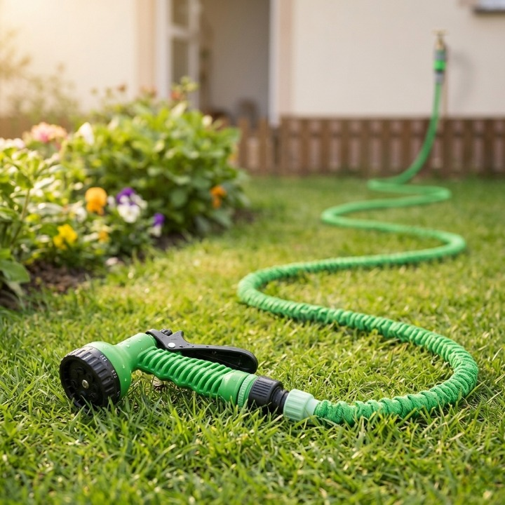 3-fach dehnbarer Gartenschlauch 7,5–60 m mit 7-Funktions-Sprühpistole