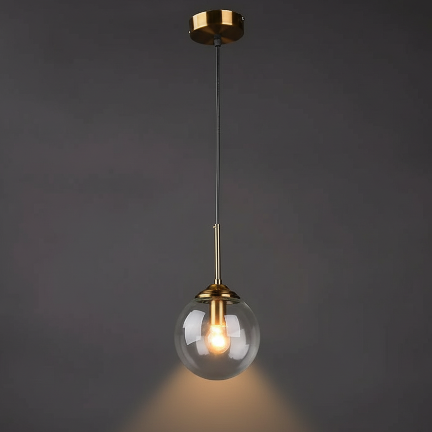 Contemporary Glass & Steel Hanging Light Fixture – Single Bulb Cord Pendant for Bedrooms & Living Spaces | Thomler