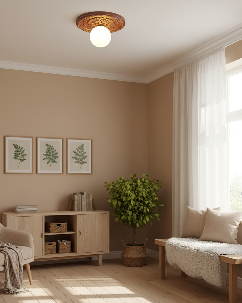 Ceiling Light Acrylic 13.7 in Beige Flush Mount Living Room Bedroom Decorative Fixture | Thomler