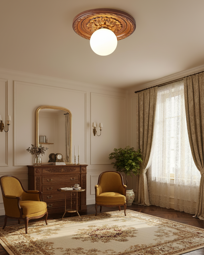 Ceiling Light Acrylic 13.7 in Beige Flush Mount Living Room Bedroom Decorative Fixture | Thomler