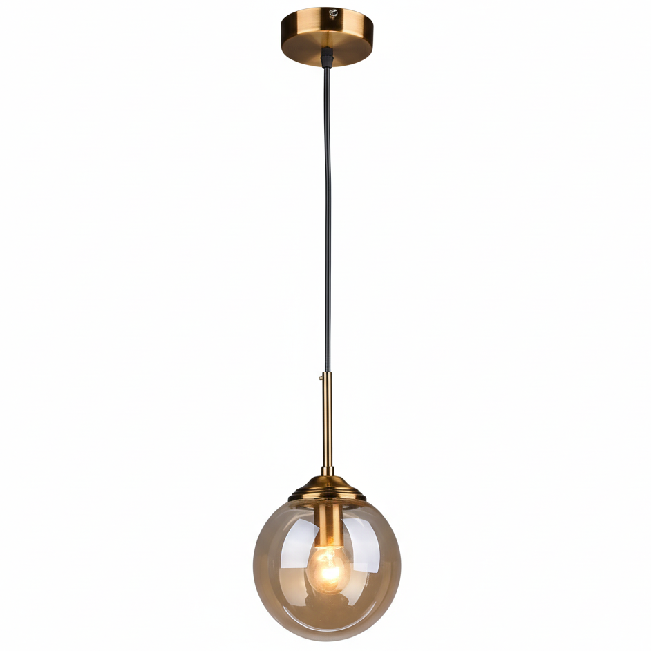 Contemporary Glass & Steel Hanging Light Fixture – Single Bulb Cord Pendant for Bedrooms & Living Spaces | Thomler