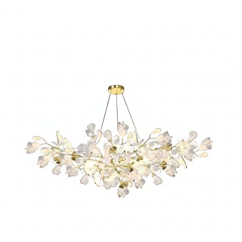 Ceramic Ginkgo Pendant Light with Botanical Leaf Design – Gold Finish | Thomler