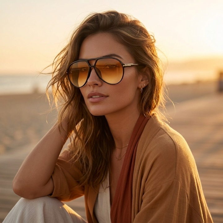 Aviator Oversize Sonnenbrille — Retro Design, UV400, 70er Vintage-Stil