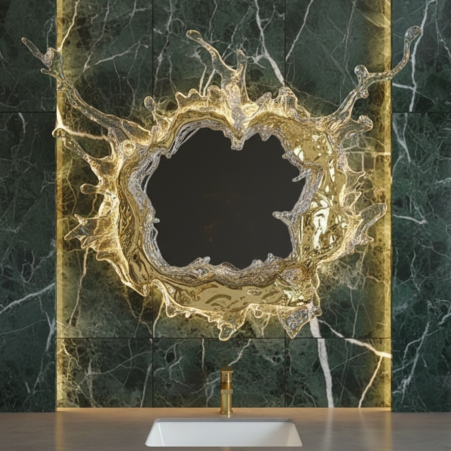 Textured Mirror Sconce with Ripple Glass & Integrated LED | Thomler