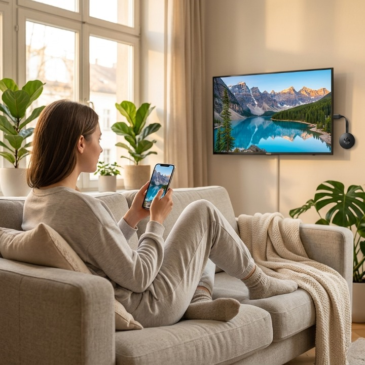Kabelloser HDMI-Mirror-Adapter 1080p — Handy & Tablet ohne Kabel mit dem TV verbinden
