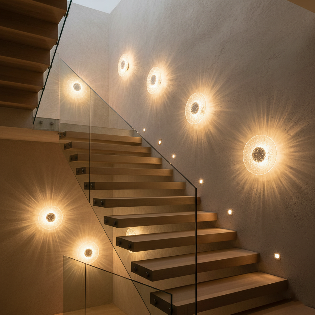 Wall Lamp Acrylic Travertine 11.8 in Round LED Bedroom Hallway Ambient Lighting Modern Minimalist Fixture | Thomler