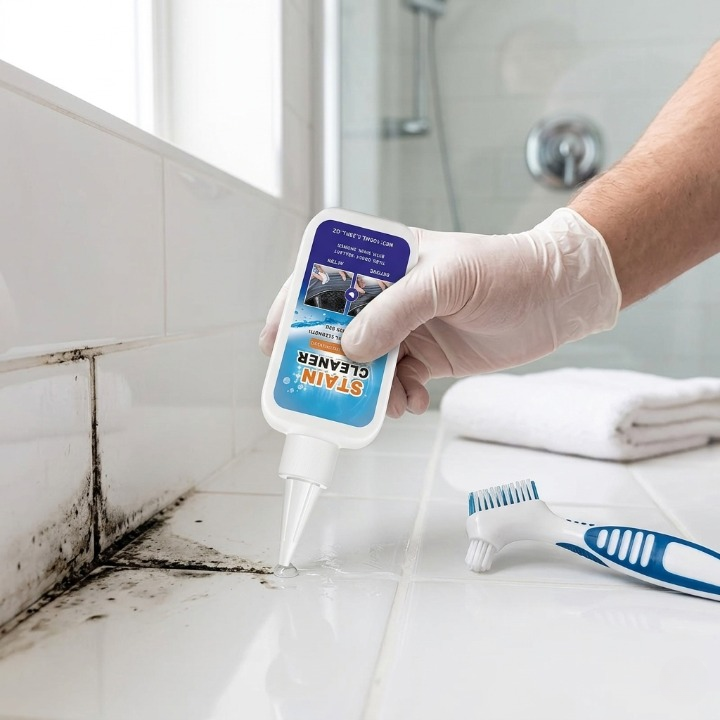 Mould Remover Gel Water Based 100 ml Bathroom Grout Silicone Sealant Tile Cleaner With Precision Brush | Thomler