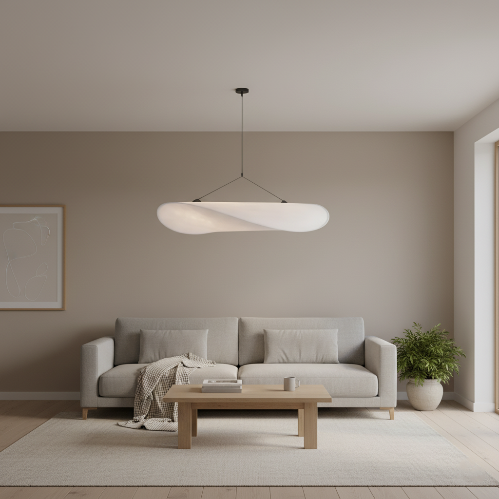 Pendant Light Handwoven Silk Shade Up To 80.0 cm White Dining Room Bedroom Japandi Scandinavian Hanging Ceiling Lamp | Thomler