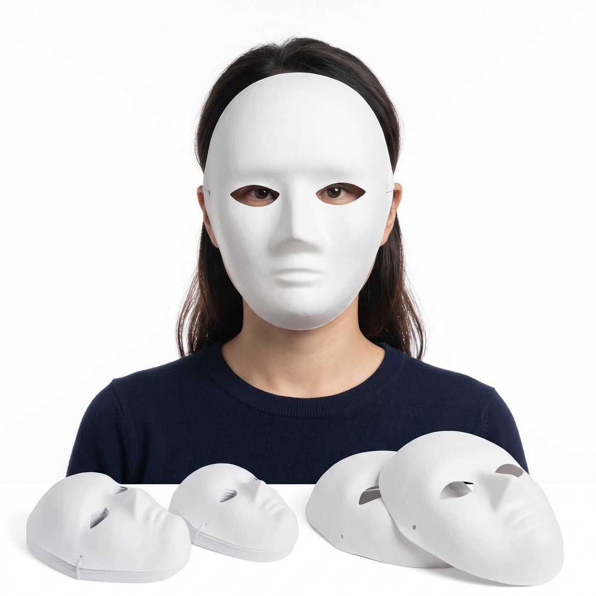 14-Pack Unpainted Papier-Mâché Face Masks for Costume Parties, DIY Crafts & Group Art Projects | Thomler