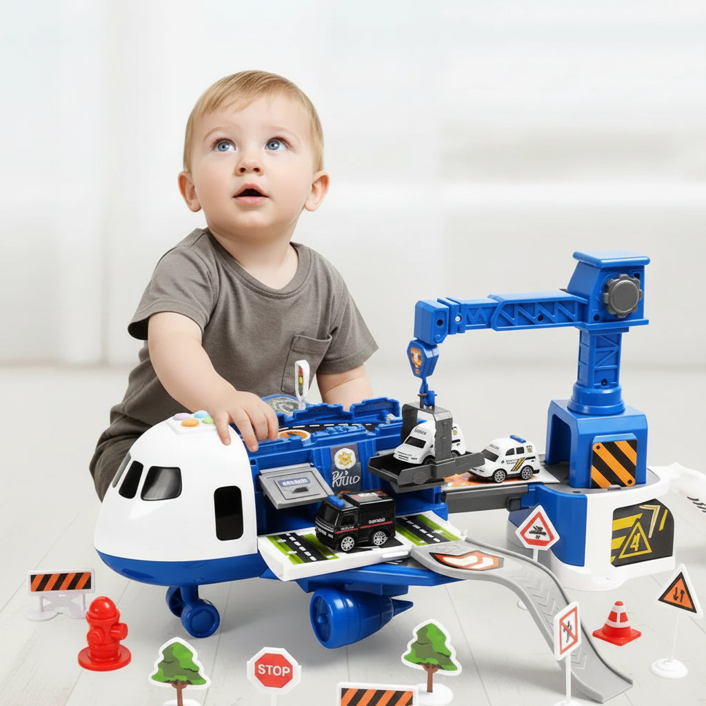 Kids Aviation Playset with Jumbo Jet, Emergency Vehicles & Mission Gear – Interactive Pretend Play for Boys & Girls Age 3-6, Educational | Thomler