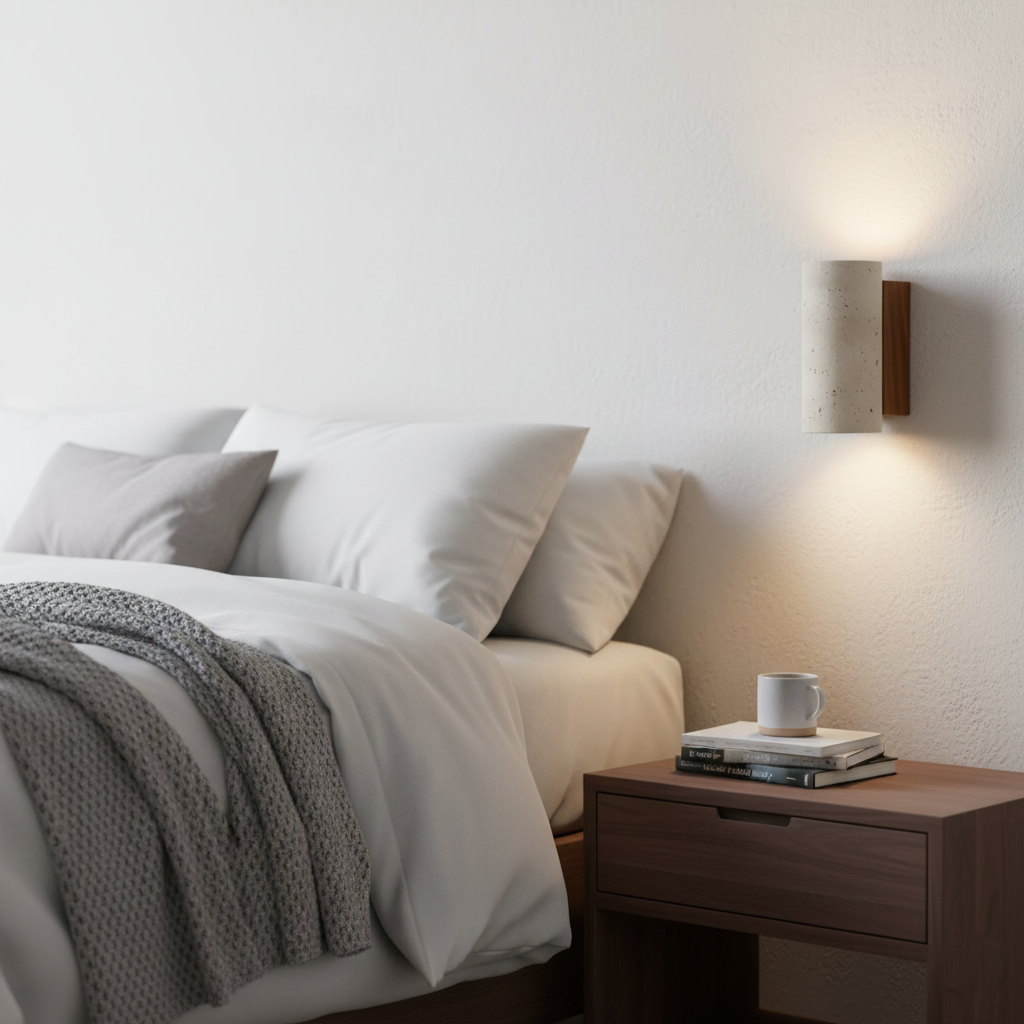 Wall Lamp Travertine Stone 12.6 in Up Down Bedroom Hallway Sconce Minimalist Natural Lighting Fixture | Thomler