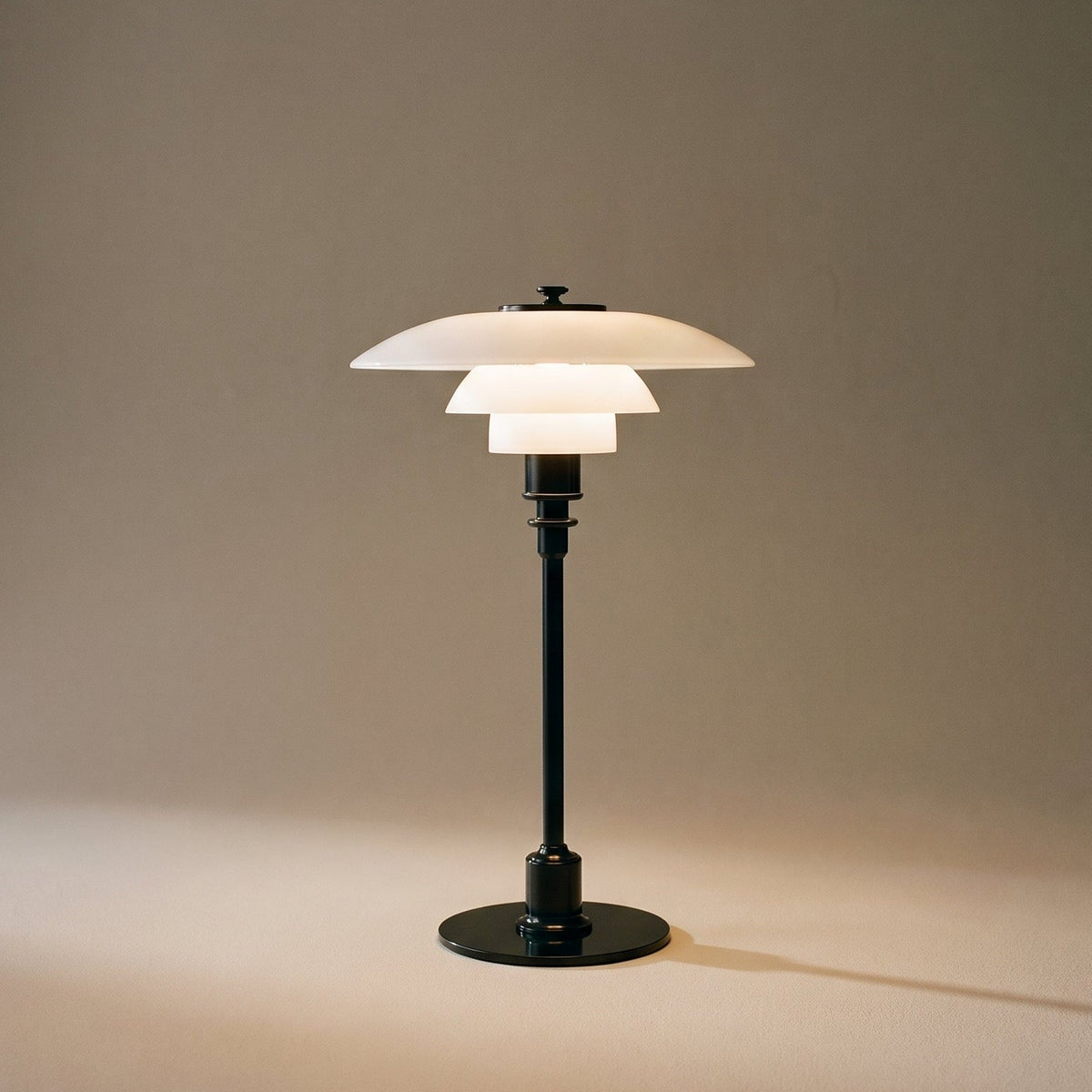 Modern Table Lamp with Triple Glass Shades – Sculptural Accent Light with Rotary Dimmer for Bedroom, Office & Living Room | Thomler