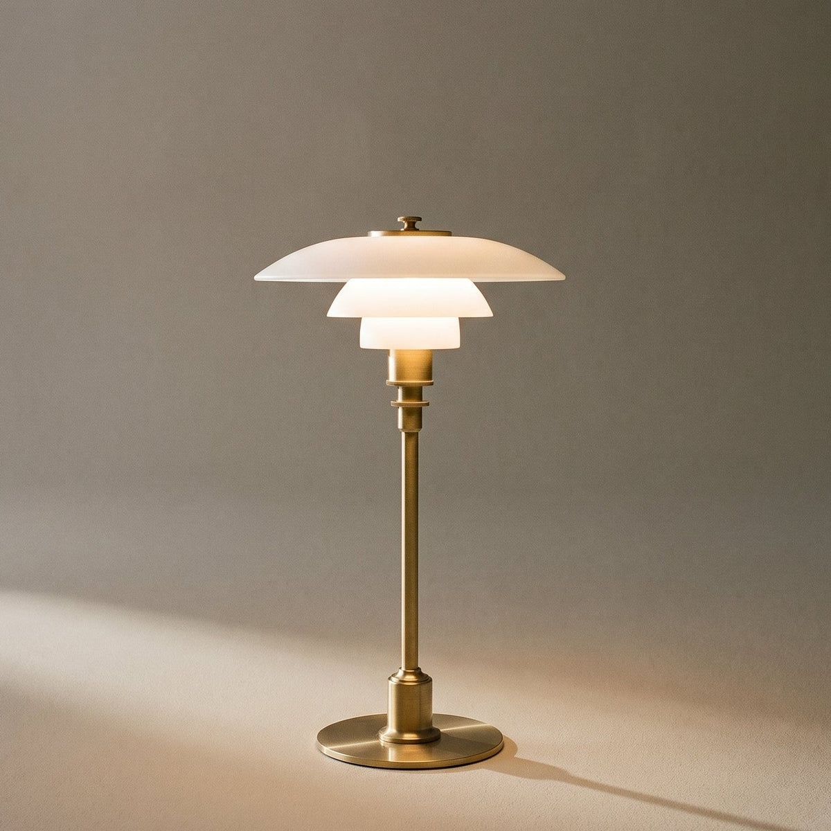 Modern Table Lamp with Triple Glass Shades – Sculptural Accent Light with Rotary Dimmer for Bedroom, Office & Living Room | Thomler