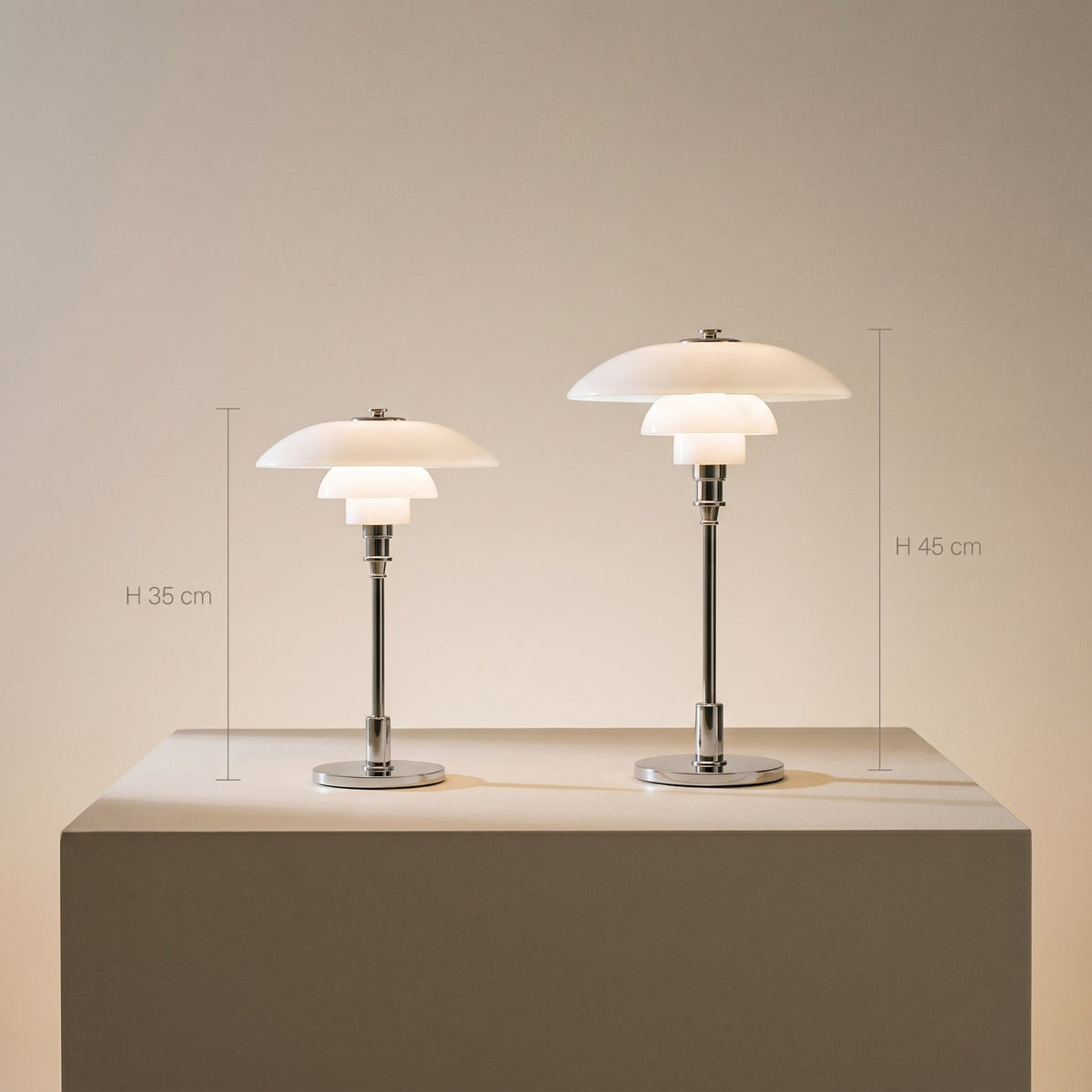 Modern Table Lamp with Triple Glass Shades – Sculptural Accent Light with Rotary Dimmer for Bedroom, Office & Living Room | Thomler