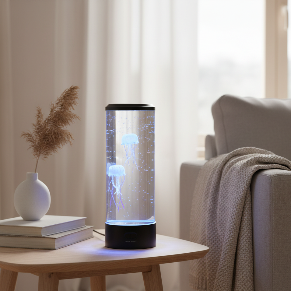 Color-Changing Jellyfish LED Table Lamp with Water Motion Effect for Bedroom & Living Room | Thomler