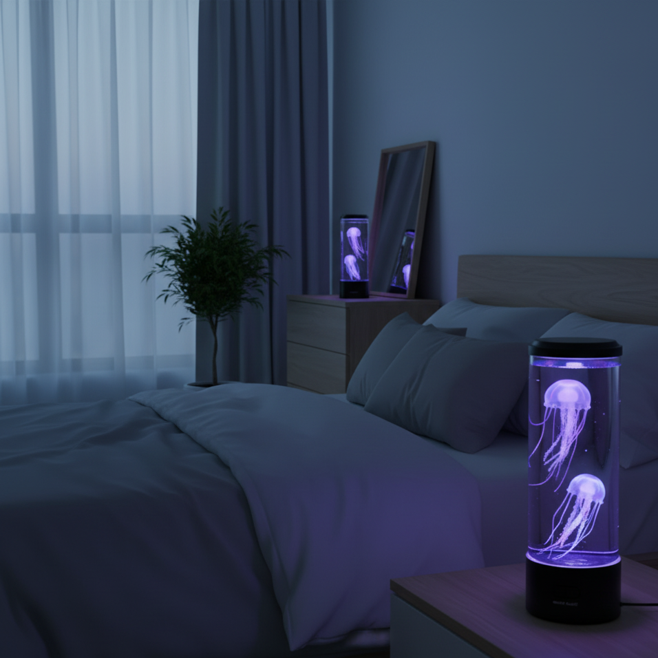 Color-Changing Jellyfish LED Table Lamp with Water Motion Effect for Bedroom & Living Room | Thomler