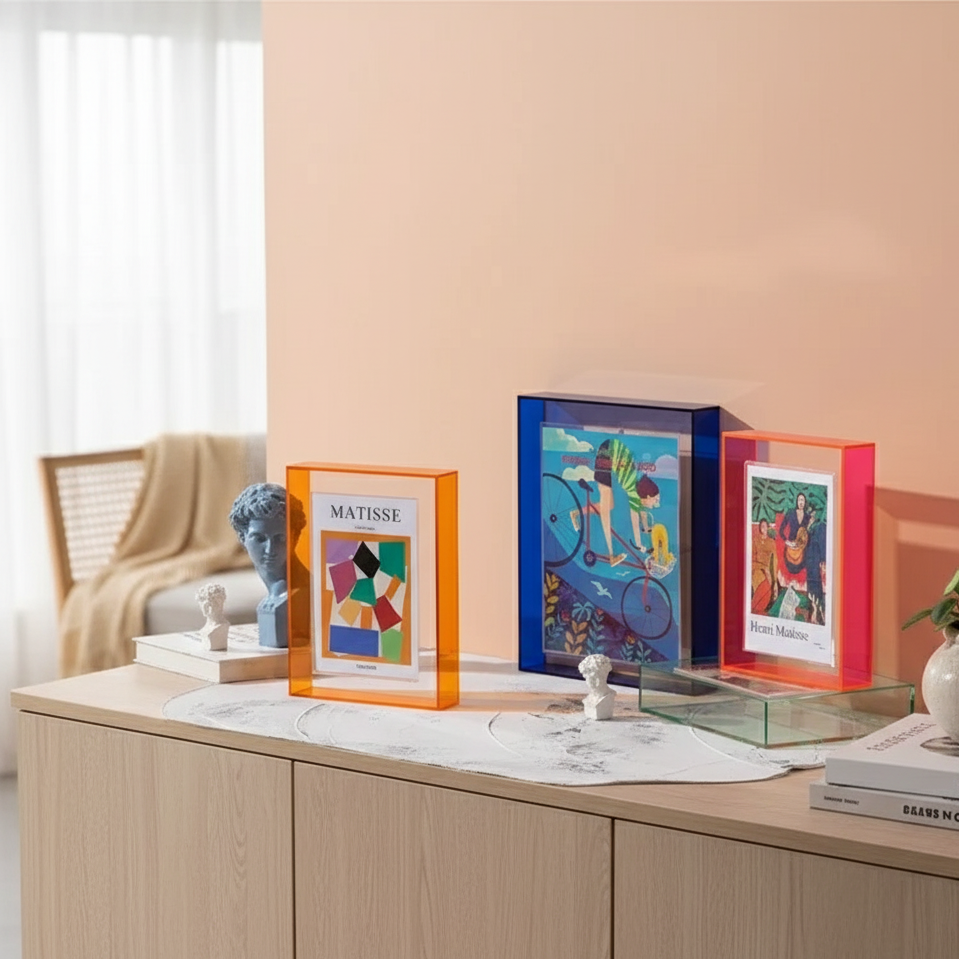 Clear Acrylic Photo Frame with Stand | Double-Sided Desktop Display for Pictures & Postcards | Freestanding Picture Holder | Thomler